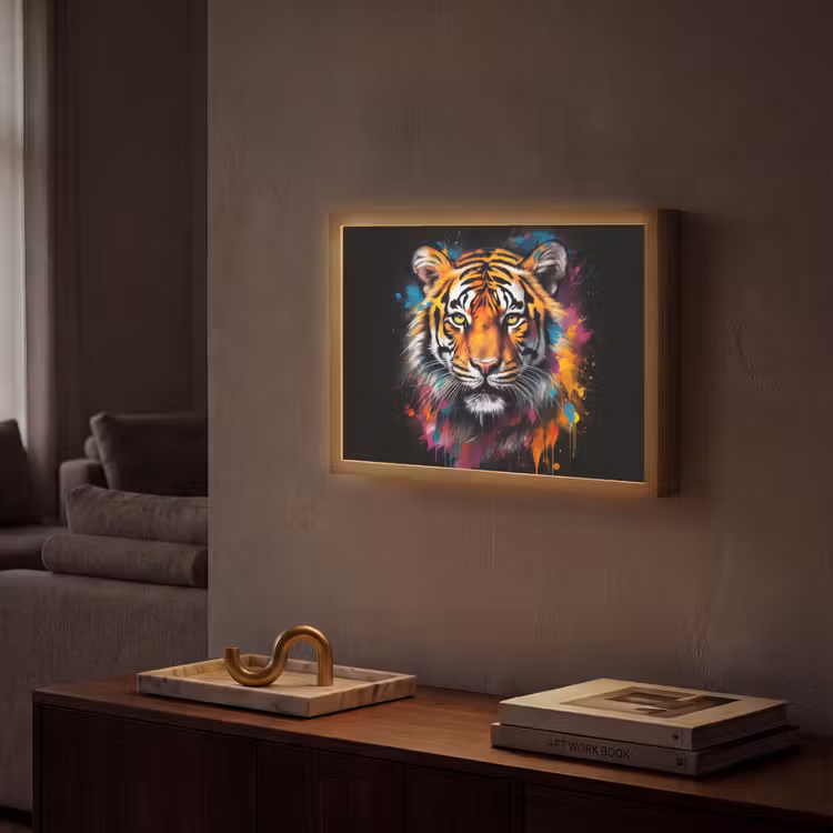 Lightbox - Wandlamp - Tijger - Graffiti - Dieren - Zwart — 2