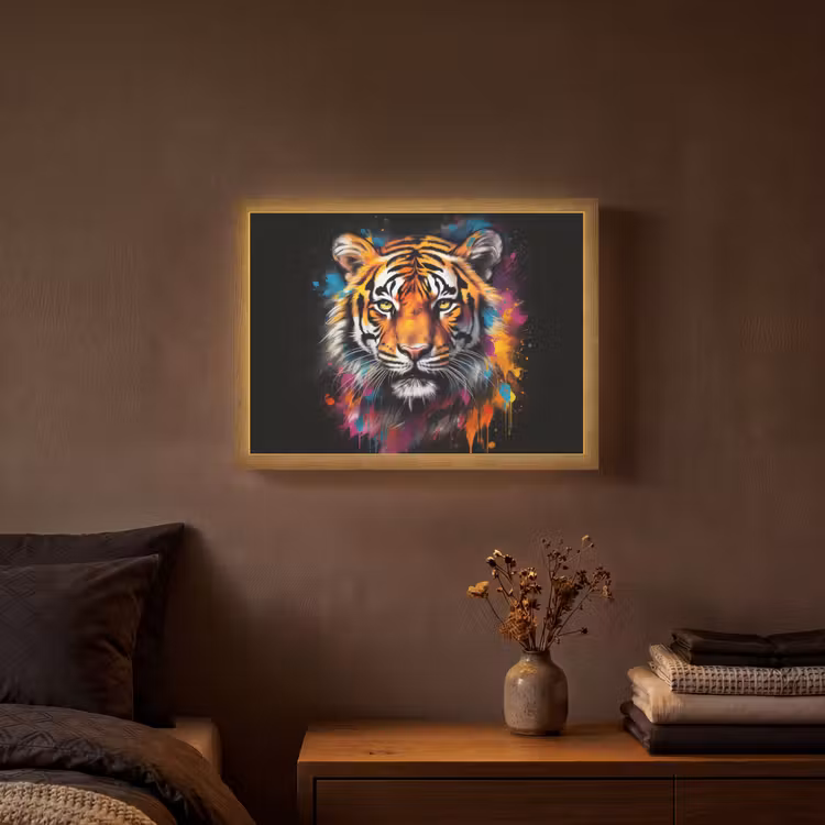 Lightbox - Wandlamp - Tijger - Graffiti - Dieren - Zwart — 3