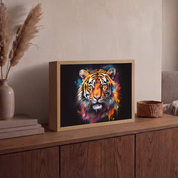 Lightbox - Wandlamp - Tijger - Graffiti - Dieren - Zwart — 4