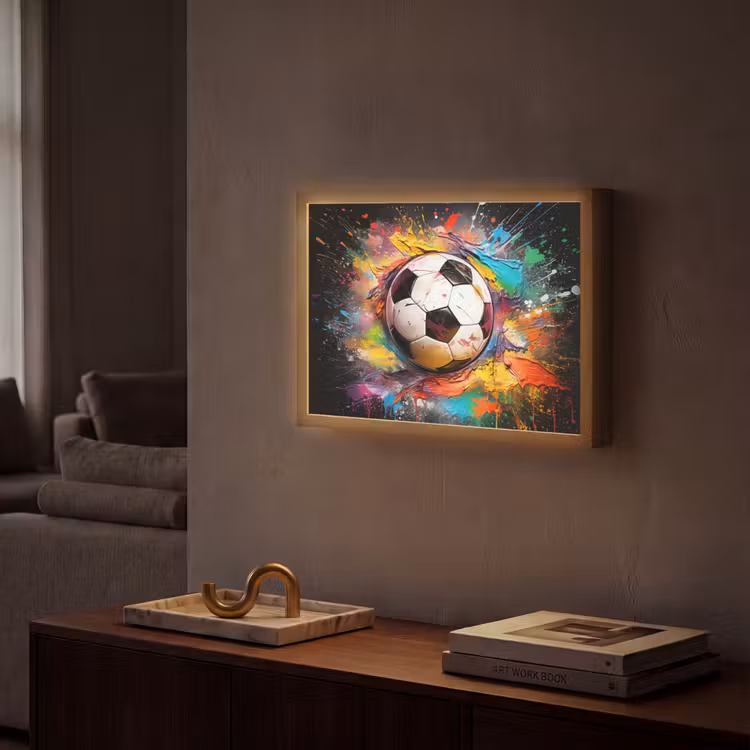 Lightbox - Wandlamp - Voetbal - Verf - Kleuren - Zwart - Wit — 2