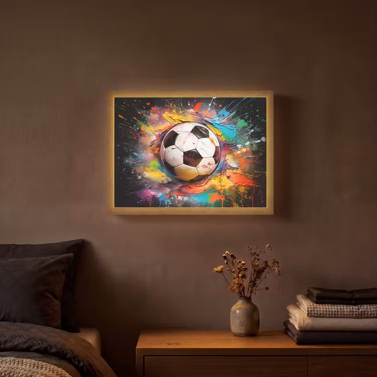Lightbox - Wandlamp - Voetbal - Verf - Kleuren - Zwart - Wit — 3