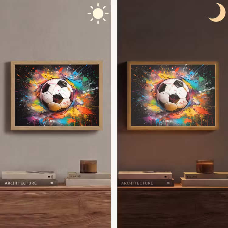 Lightbox - Wandlamp - Voetbal - Verf - Kleuren - Zwart - Wit — 6