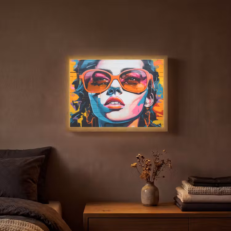 Lightbox - Wandlamp - Vrouw - Bril - Kleuren - Graffiti — 3