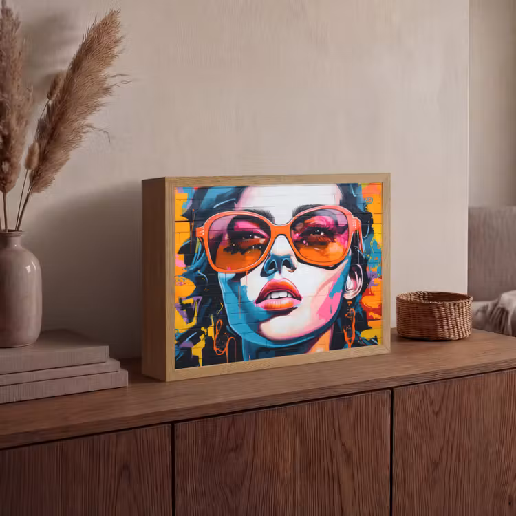 Lightbox - Wandlamp - Vrouw - Bril - Kleuren - Graffiti — 4