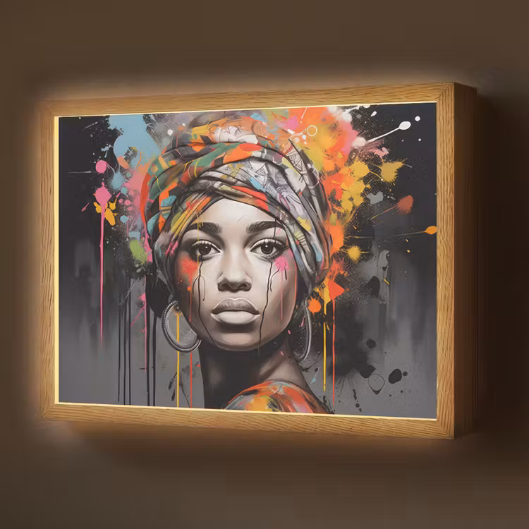 Lightbox - Wandlamp - Vrouw - Hoofddoek - Graffiti - Zwart — 1