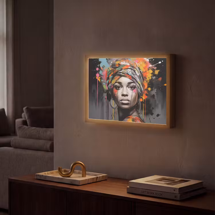 Lightbox - Wandlamp - Vrouw - Hoofddoek - Graffiti - Zwart — 2