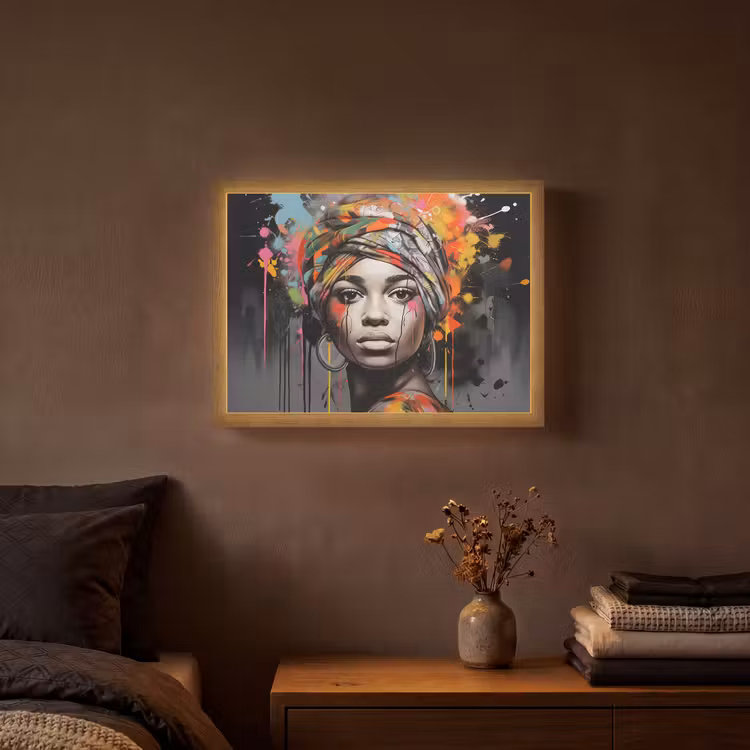 Lightbox - Wandlamp - Vrouw - Hoofddoek - Graffiti - Zwart — 3
