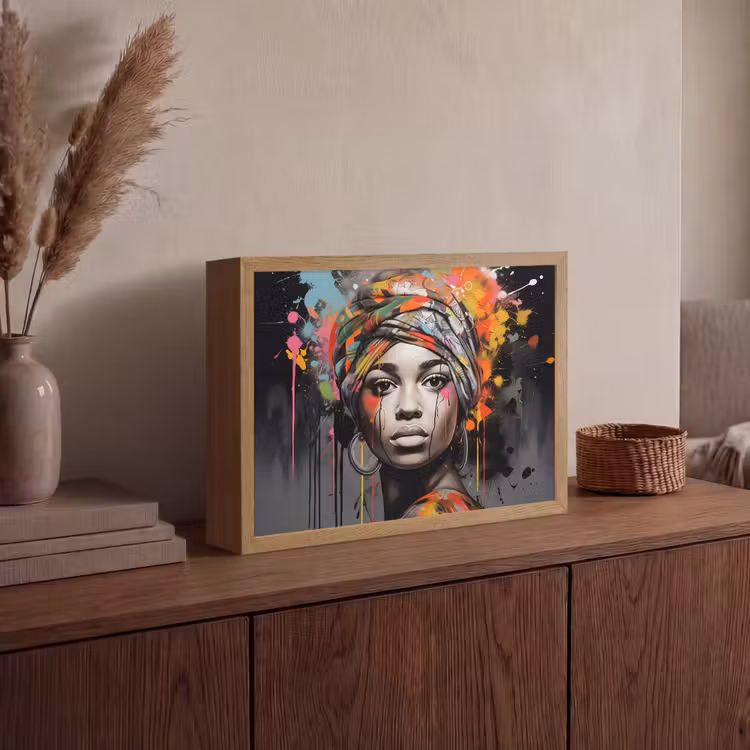 Lightbox - Wandlamp - Vrouw - Hoofddoek - Graffiti - Zwart — 4