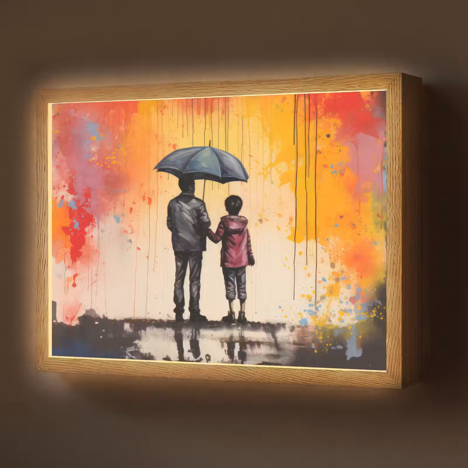Lightbox - Wandlamp - Graffiti - Paraplu - Mensen - Kleuren - Kunst — 1