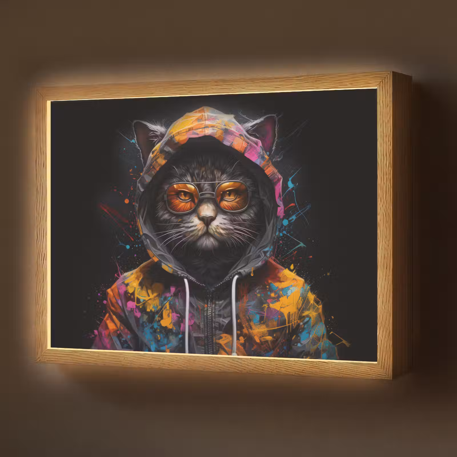 Lightbox - Wandlamp - Kat - Jas - Graffiti - Bril - Zwart — 1