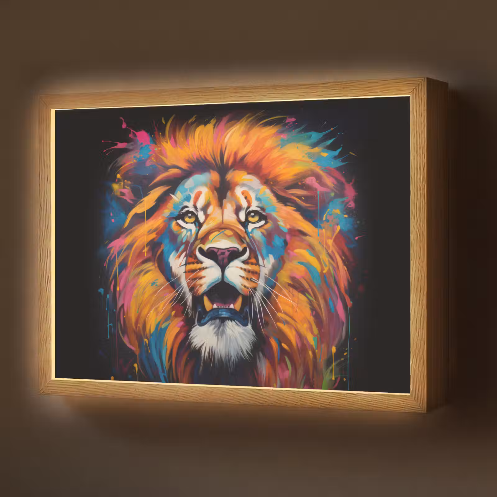 Lightbox - Wandlamp - Leeuw - Graffiti - Dieren - Zwart — 1