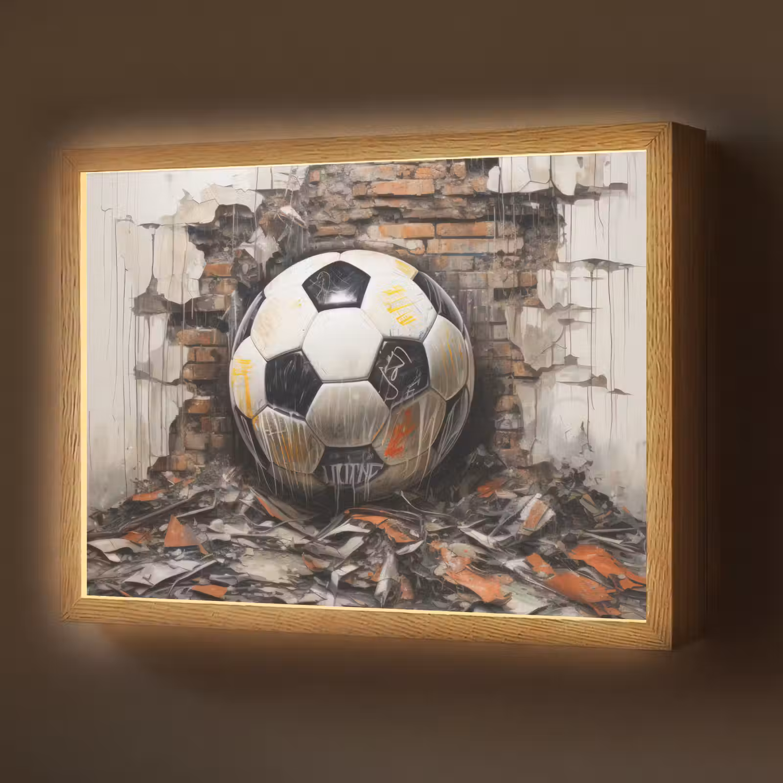 Lightbox - Wandlamp - Voetbal - Muur - Zwart - Wit — 1