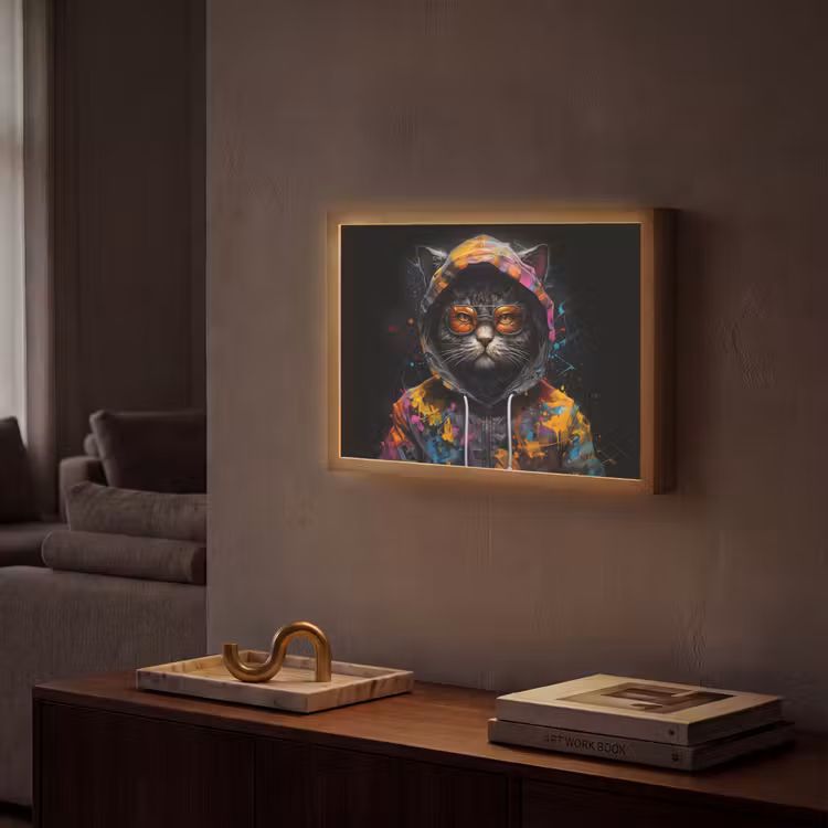 Lightbox - Wandlamp - Kat - Jas - Graffiti - Bril - Zwart — 2