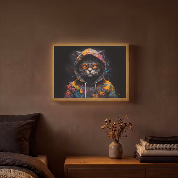 Lightbox - Wandlamp - Kat - Jas - Graffiti - Bril - Zwart — 3