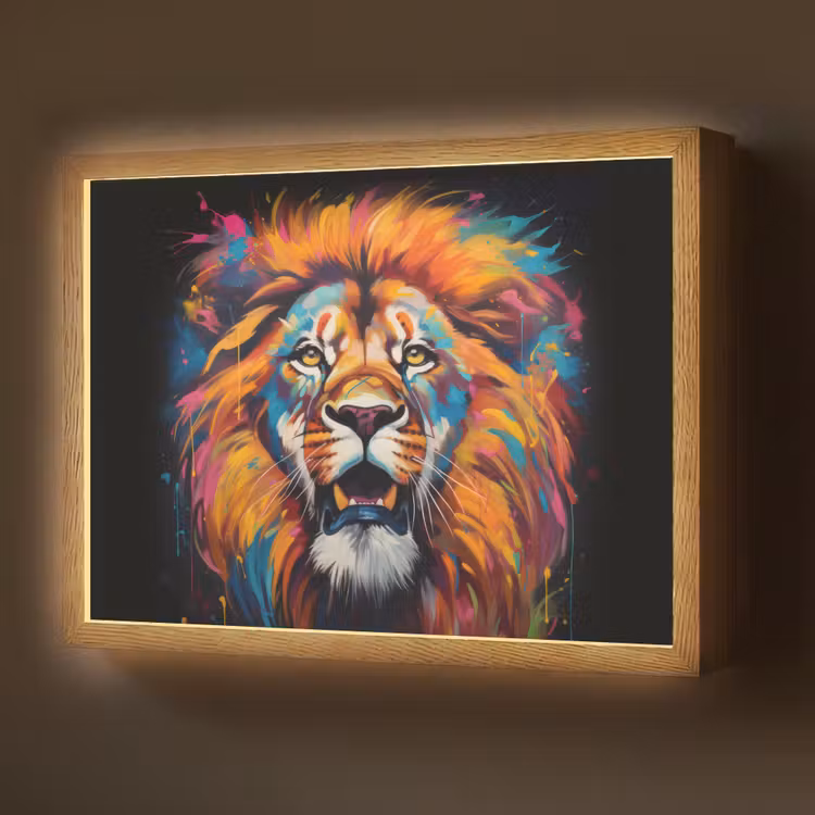 Lightbox - Wandlamp - Leeuw - Graffiti - Dieren - Zwart — 1