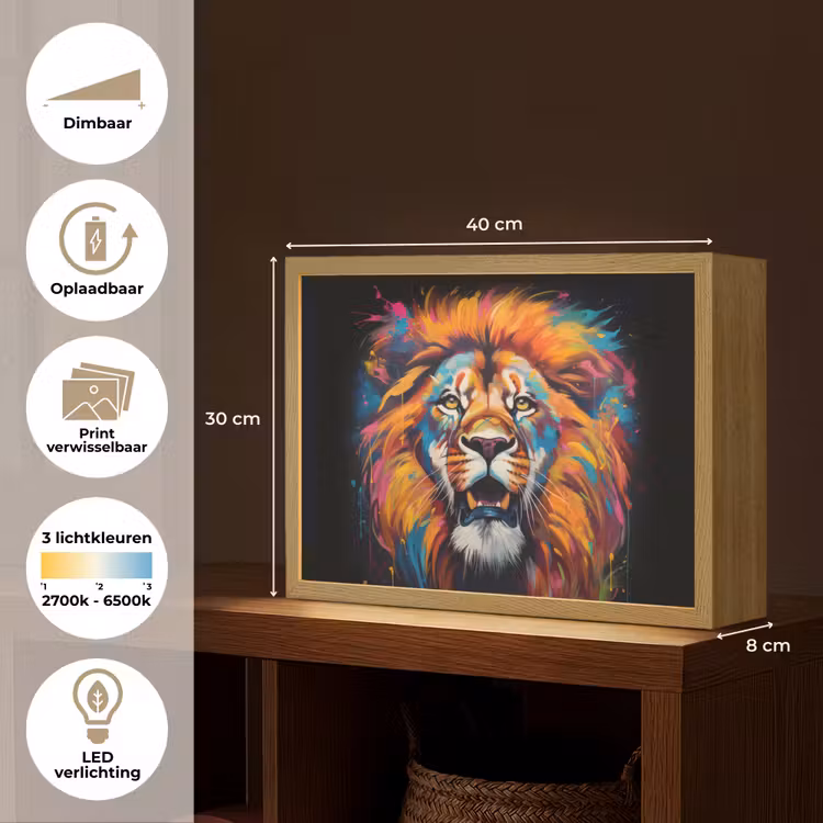 Lightbox - Wandlamp - Leeuw - Graffiti - Dieren - Zwart — 10