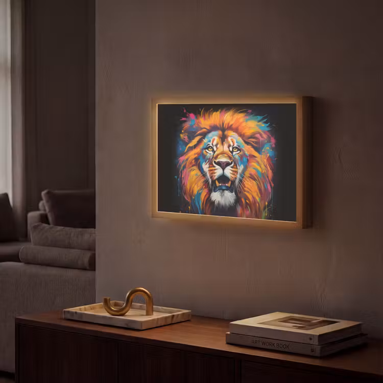 Lightbox - Wandlamp - Leeuw - Graffiti - Dieren - Zwart — 2