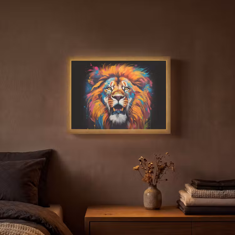 Lightbox - Wandlamp - Leeuw - Graffiti - Dieren - Zwart — 3