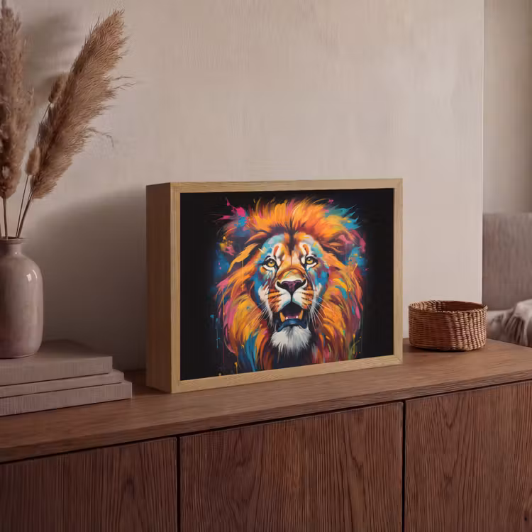 Lightbox - Wandlamp - Leeuw - Graffiti - Dieren - Zwart — 4
