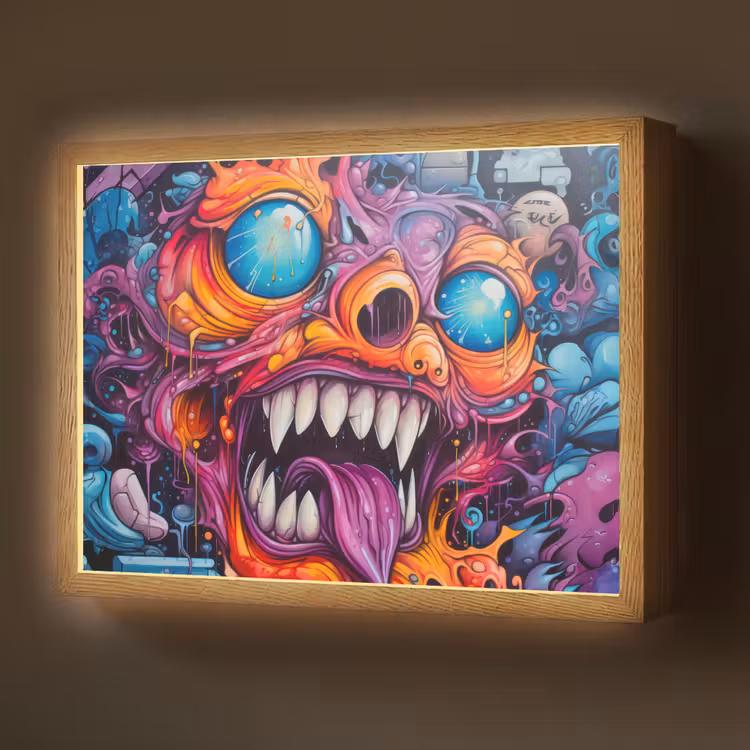 Lightbox - Wandlamp - Monster - Graffiti - Kleuren - Oranje — 1