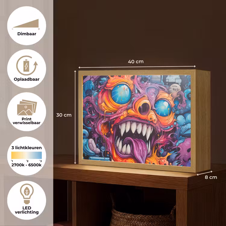 Lightbox - Wandlamp - Monster - Graffiti - Kleuren - Oranje — 10