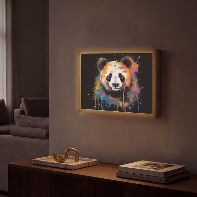 Lightbox - Wandlamp - Panda - Graffiti - Dieren - Zwart - Kleuren — 2
