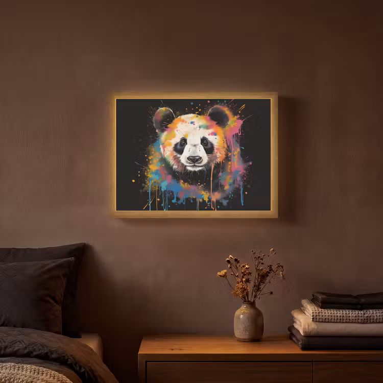 Lightbox - Wandlamp - Panda - Graffiti - Dieren - Zwart - Kleuren — 3