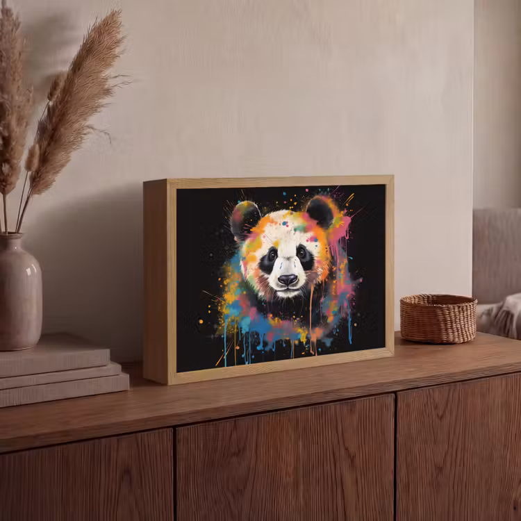 Lightbox - Wandlamp - Panda - Graffiti - Dieren - Zwart - Kleuren — 4