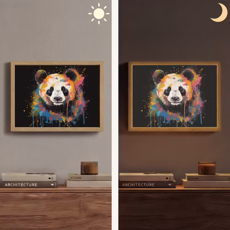 Lightbox - Wandlamp - Panda - Graffiti - Dieren - Zwart - Kleuren — 6