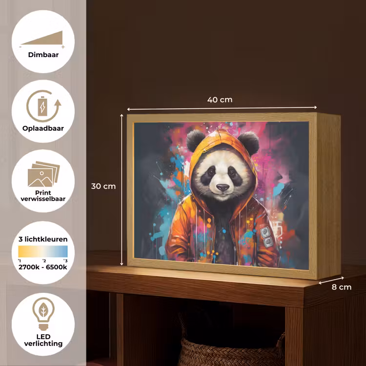 Lightbox - Wandlamp - Panda - Jas - Graffiti - Oranje — 10