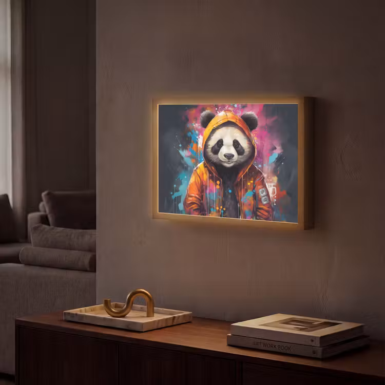 Lightbox - Wandlamp - Panda - Jas - Graffiti - Oranje — 2