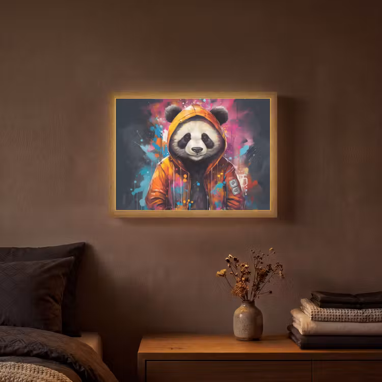 Lightbox - Wandlamp - Panda - Jas - Graffiti - Oranje — 3