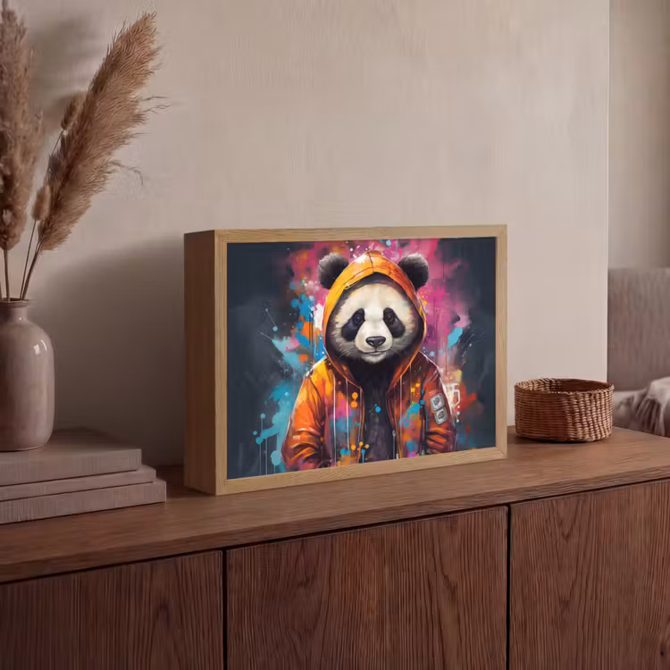 Lightbox - Wandlamp - Panda - Jas - Graffiti - Oranje — 4