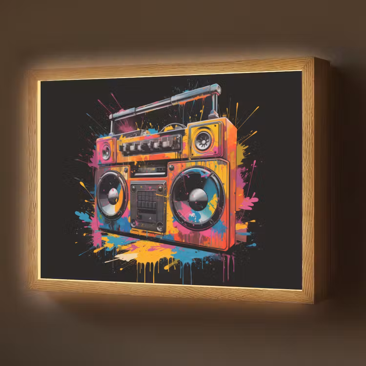 Lightbox - Wandlamp - Radio - Graffiti - Box - Kleuren - Zwart — 1