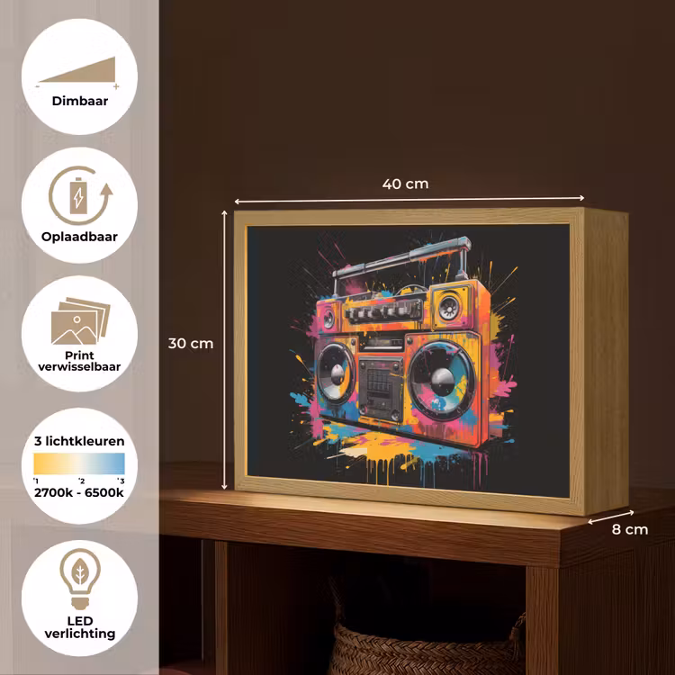 Lightbox - Wandlamp - Radio - Graffiti - Box - Kleuren - Zwart — 10