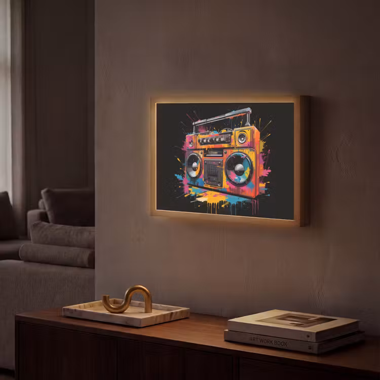 Lightbox - Wandlamp - Radio - Graffiti - Box - Kleuren - Zwart — 2