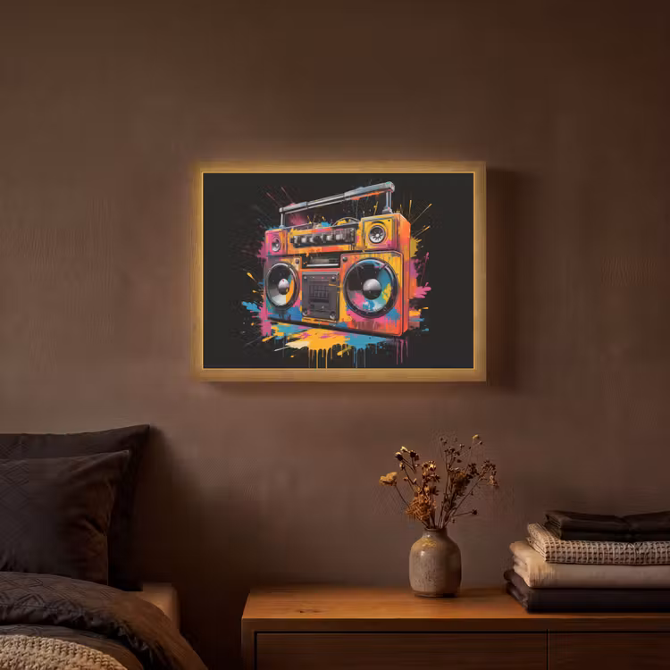 Lightbox - Wandlamp - Radio - Graffiti - Box - Kleuren - Zwart — 3