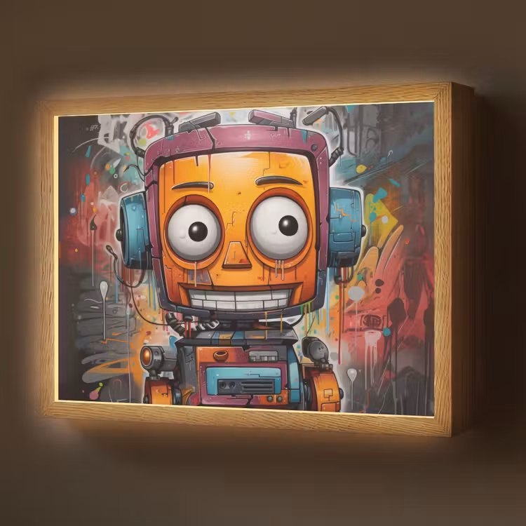 Lightbox - Wandlamp - Robot - Graffiti - Oranje - Kleuren — 1