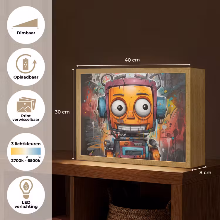 Lightbox - Wandlamp - Robot - Graffiti - Oranje - Kleuren — 10