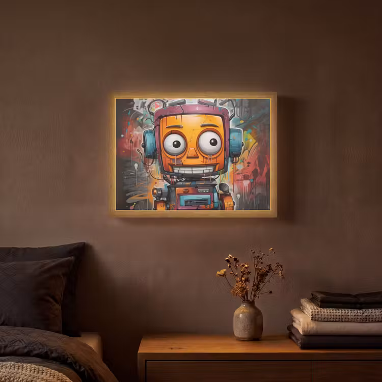 Lightbox - Wandlamp - Robot - Graffiti - Oranje - Kleuren — 3
