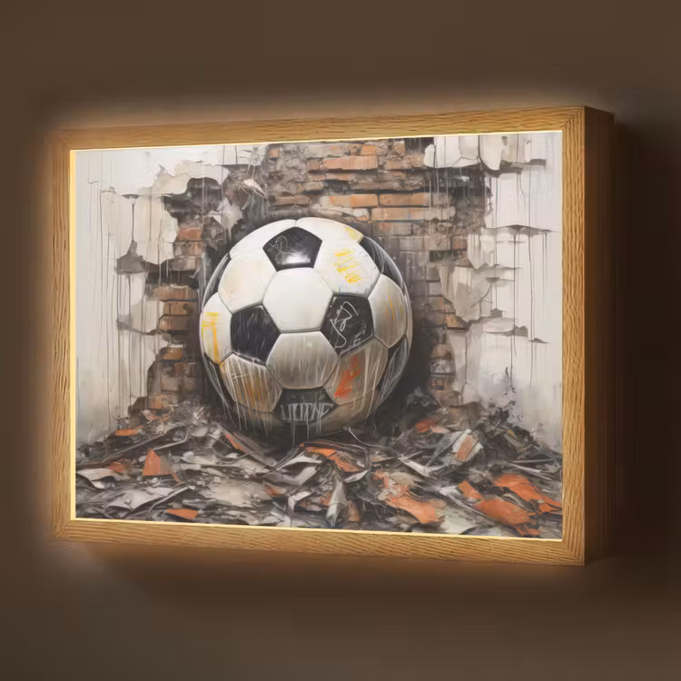 Lightbox - Wandlamp - Voetbal - Muur - Zwart - Wit — 1