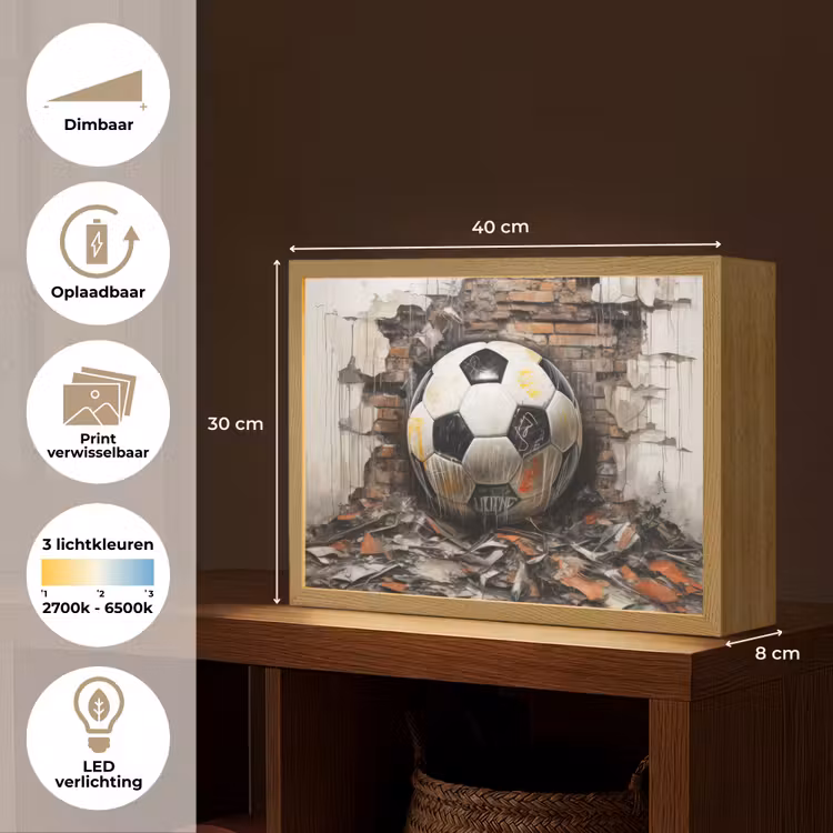 Lightbox - Wandlamp - Voetbal - Muur - Zwart - Wit — 10