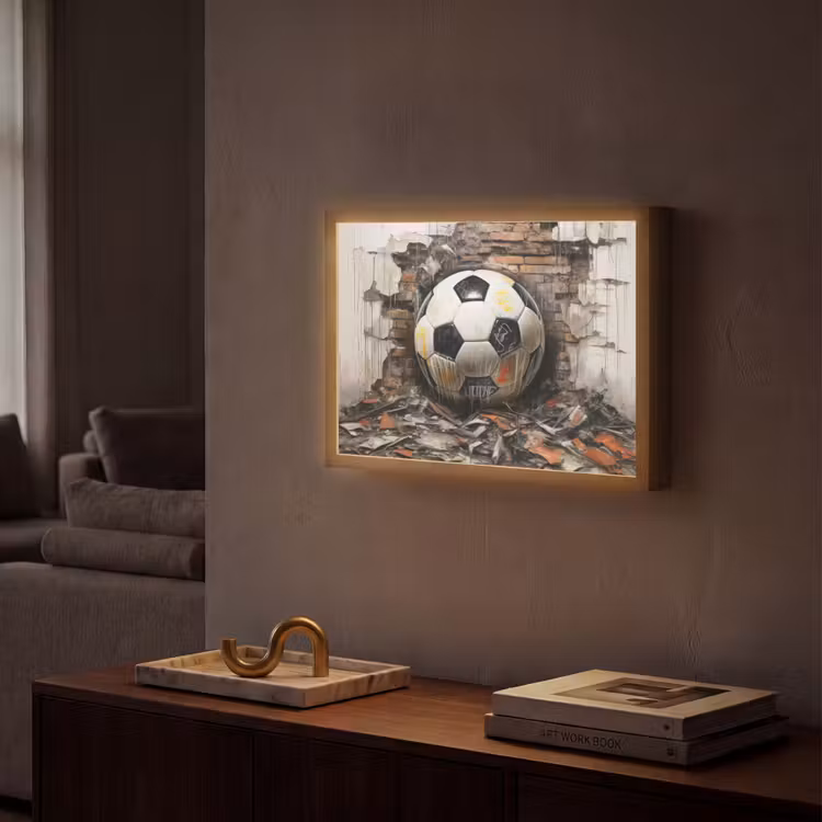 Lightbox - Wandlamp - Voetbal - Muur - Zwart - Wit — 2