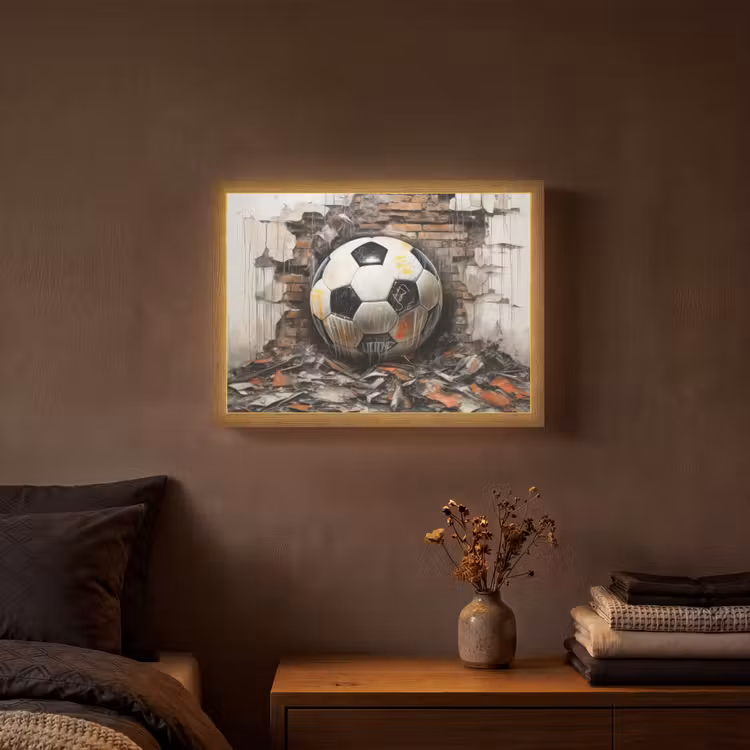Lightbox - Wandlamp - Voetbal - Muur - Zwart - Wit — 3
