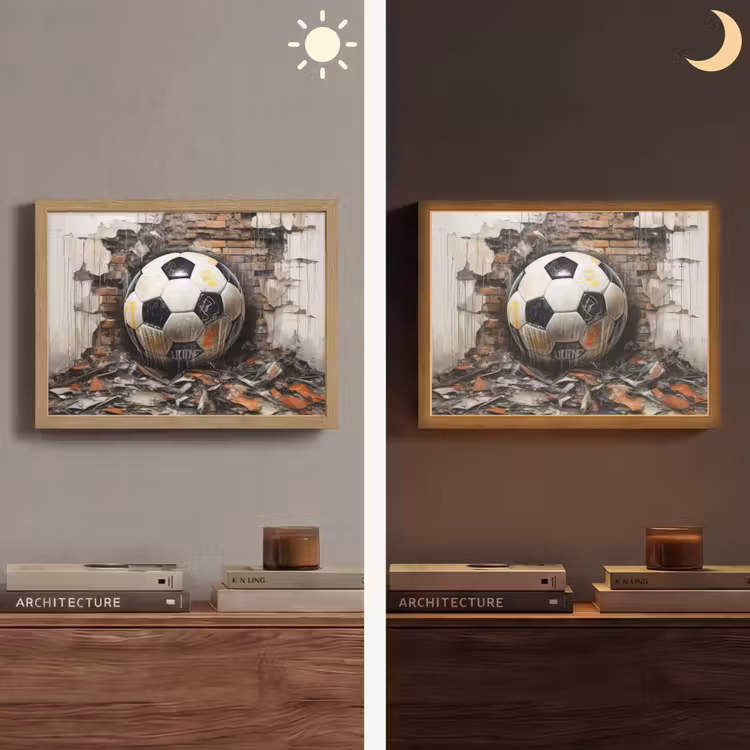 Lightbox - Wandlamp - Voetbal - Muur - Zwart - Wit — 6