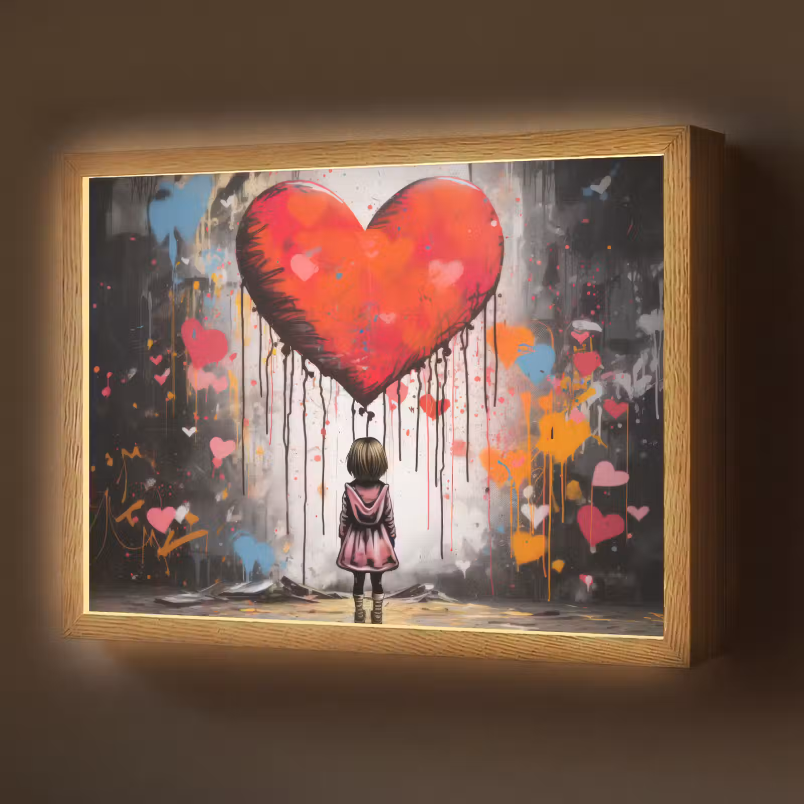 Lightbox - Wandlamp - Meisje - Hart - Graffiti - Kunst - Kleuren - Rood — 1