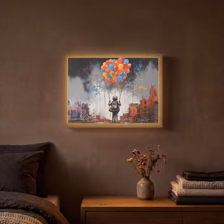 Lightbox - Wandlamp - Jongen - Ballonnen - Gebouwen - Kunst — 3