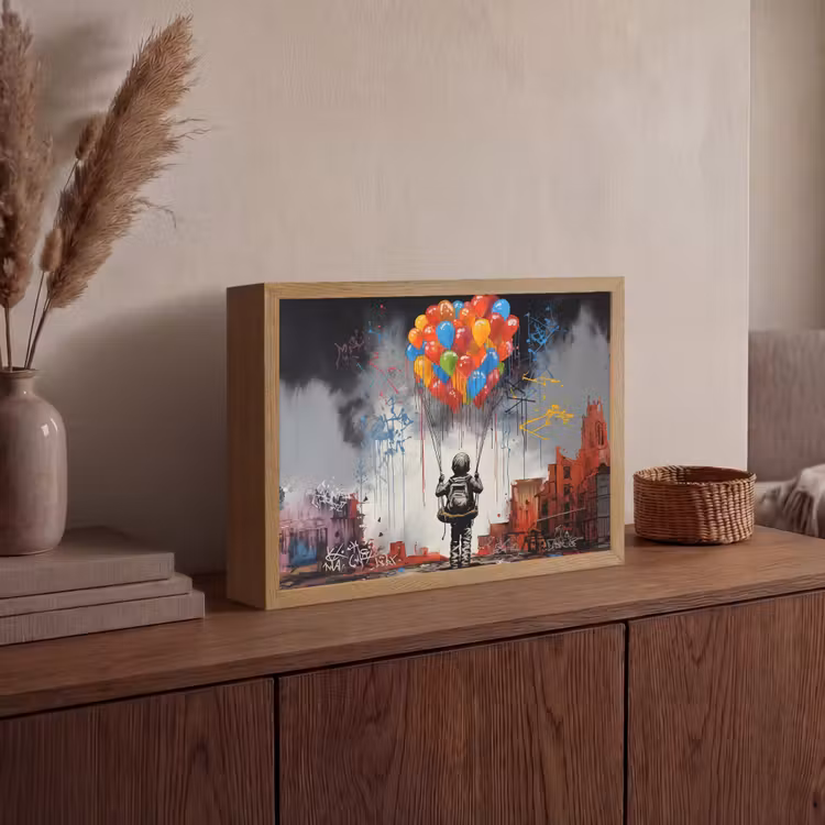 Lightbox - Wandlamp - Jongen - Ballonnen - Gebouwen - Kunst — 4