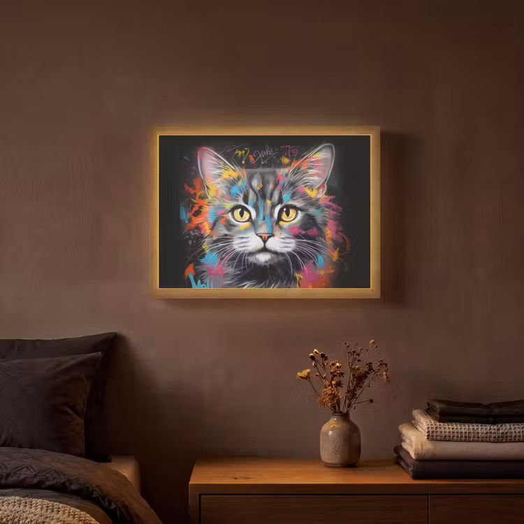 Lightbox - Wandlamp - Kat - Graffiti - Dieren - Kleuren - Grijs — 3