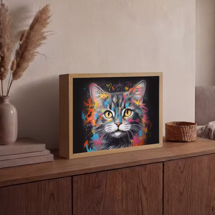 Lightbox - Wandlamp - Kat - Graffiti - Dieren - Kleuren - Grijs — 4